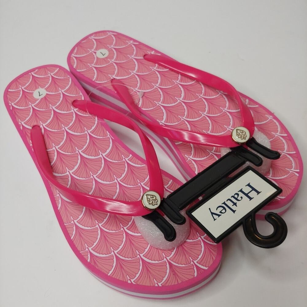 NWT Hatley Flip Flops - Coral Fans, Size 7